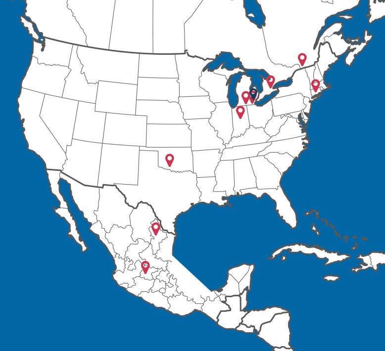 Map of K+S Services locations in North America